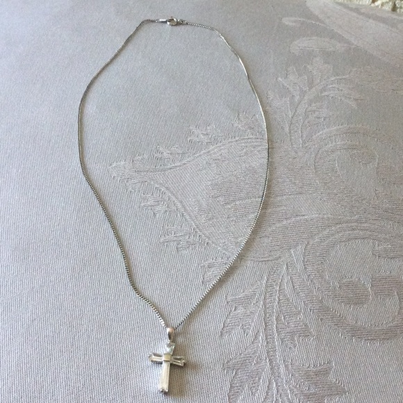 Sterling Silver Cubic Zirconia Cross Necklace - Picture 3 of 3
